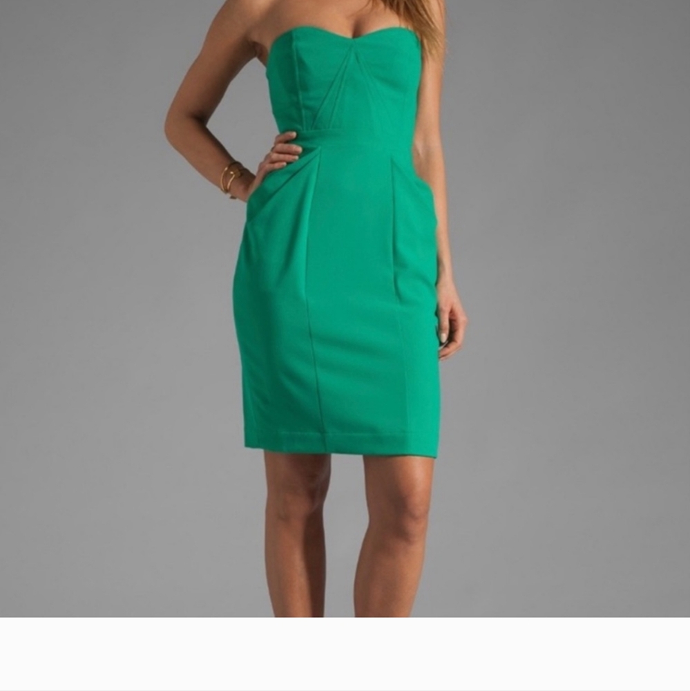 BCBGMAXAZRIA Daphine Emerald Green Bustier Dress size 6